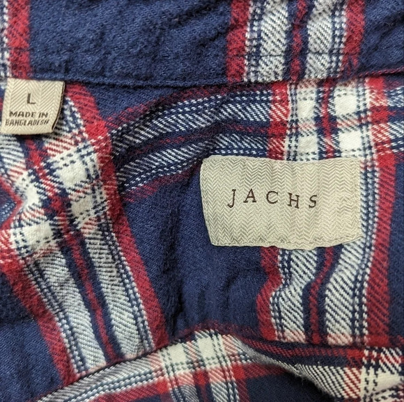 JACHS NY Men's 100% Cotton Flannel Plaid Shirt Jacket Shacket Red Blue Size L - Picture 7 of 7